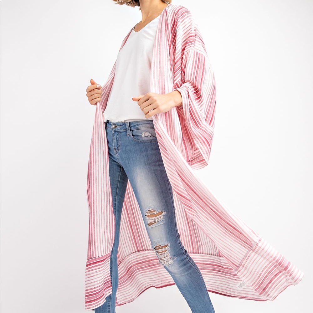 Pink / White Stripe Kimono